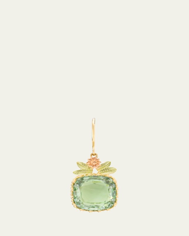 Pierreries 18K Yellow, Green, and Rose Gold Parasolite Flower Earring, Single